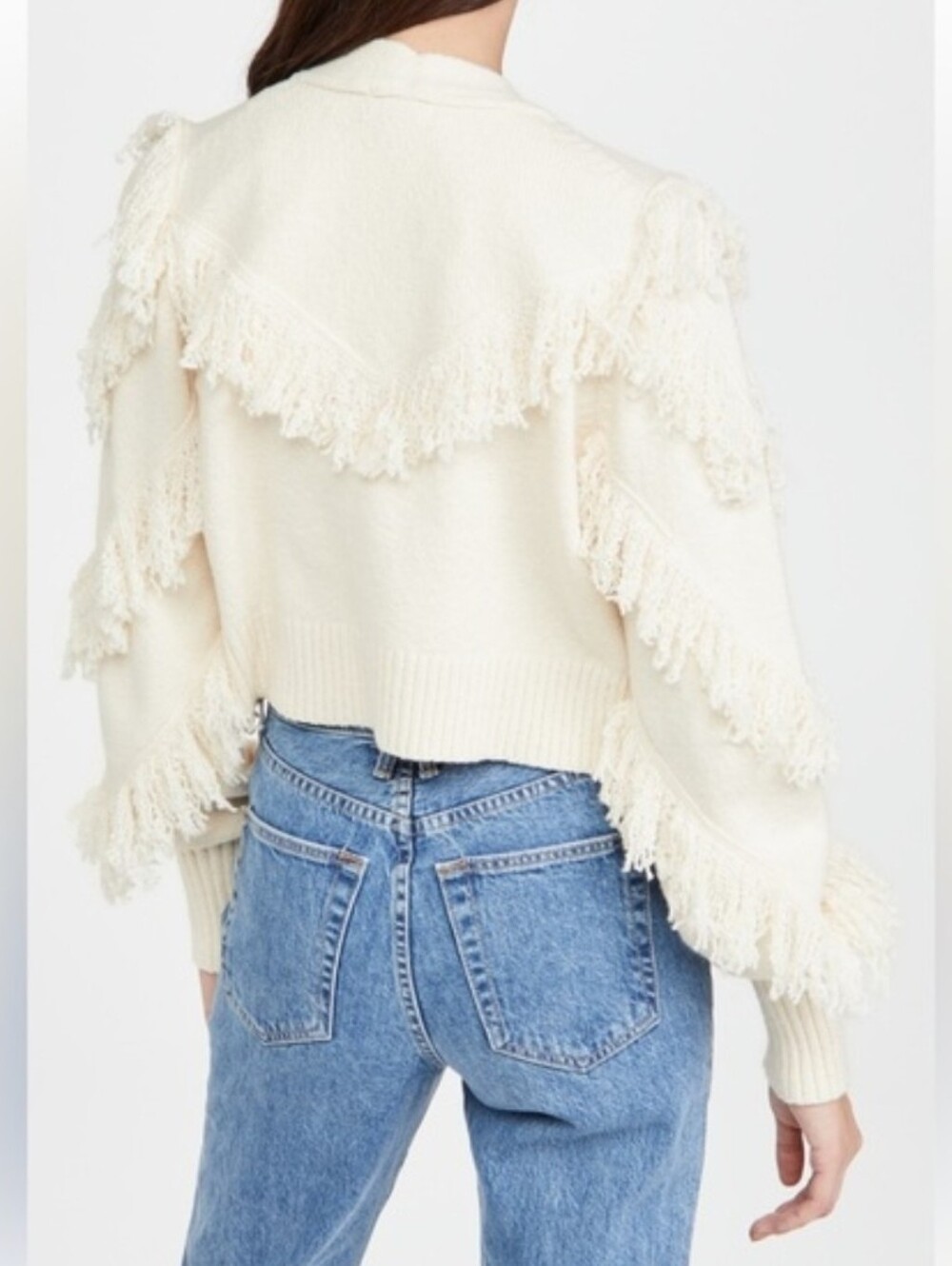 525 America Fringe Open Cardigan Chalk
